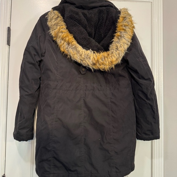 🔵 Ralph Lauren Women's Black Faux fur hood Jacket Parka Size Small - Picture 7 of 11